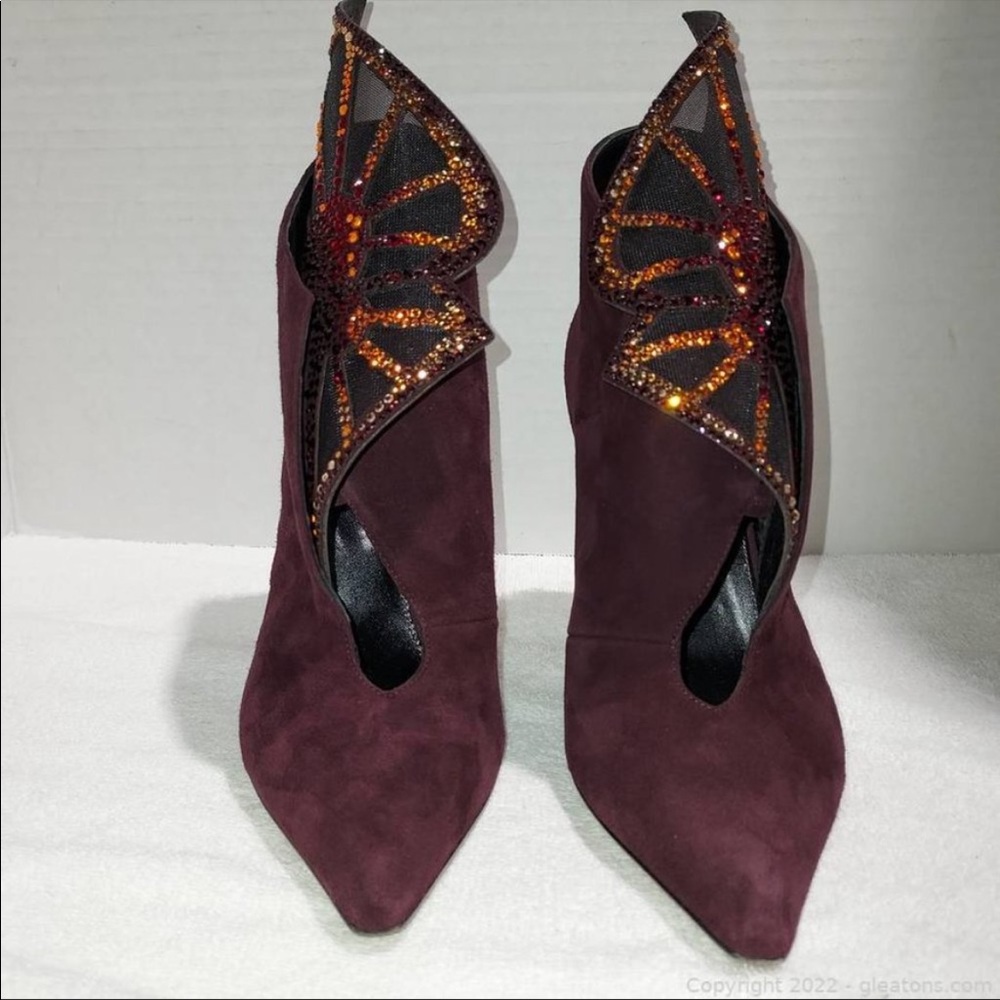SERGIO ROSSI Atalia Scarpe Donna Embellished Suede Ankle Booties - Picture 6 of 12